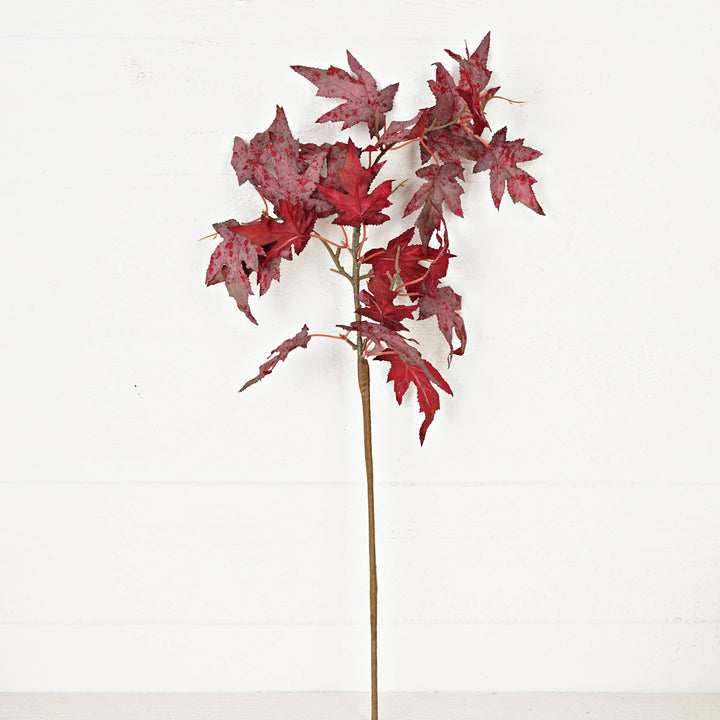 530657- 27in Spray-Flocked Maple Leaves-Burgundy