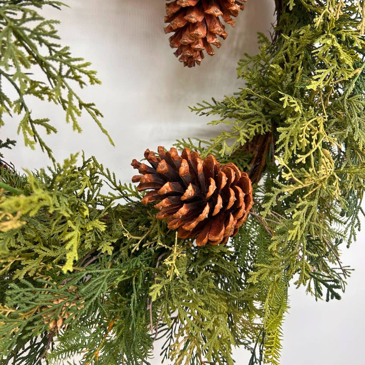 Real Touch Mixed Cedar Wreath 27" | Luxury Christmas