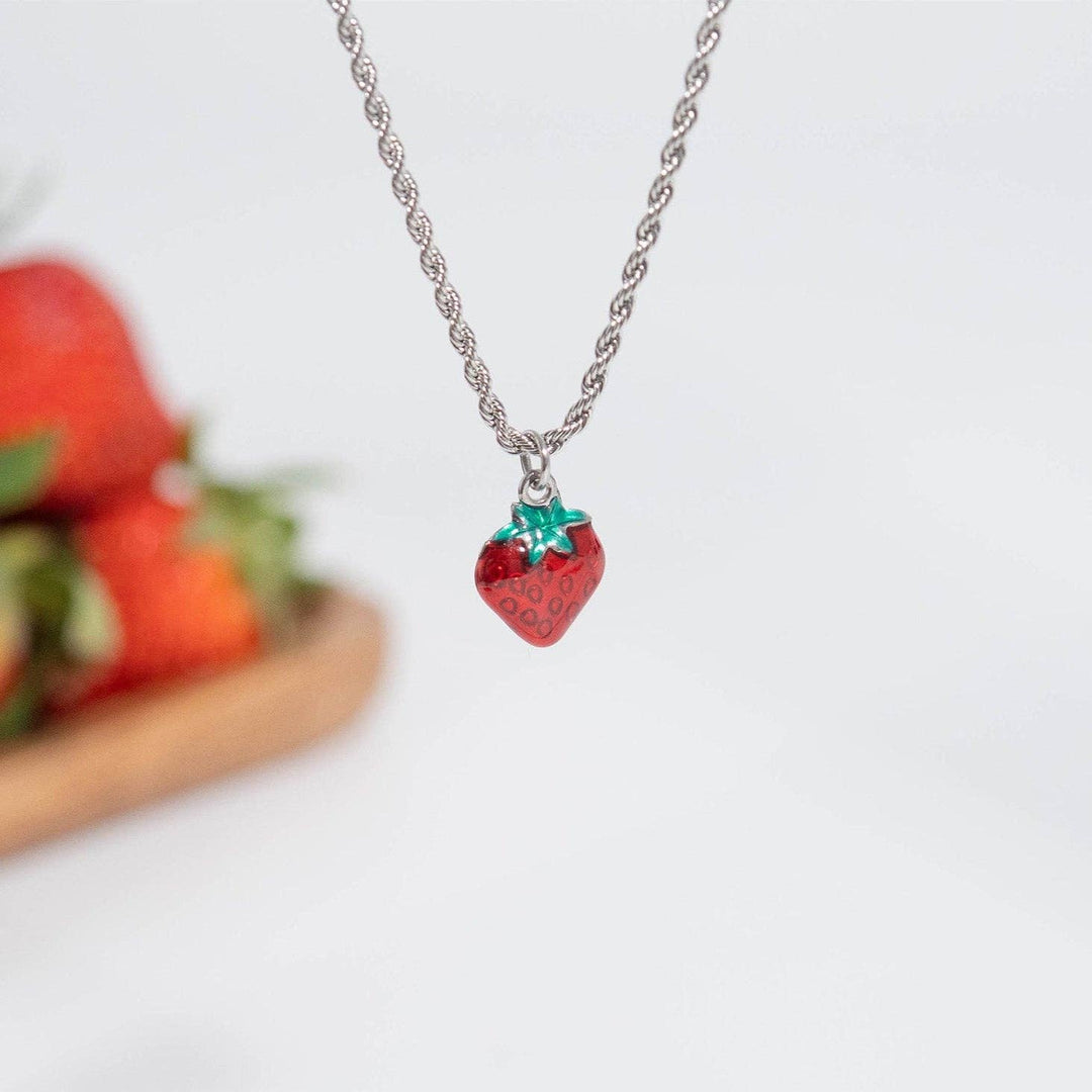 18K Gold PVD Stainless Steel Strawberry Fruit Charm