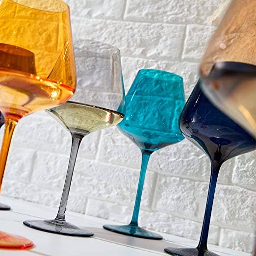 Jewel Colored Crystal Wine Glass Set of 6