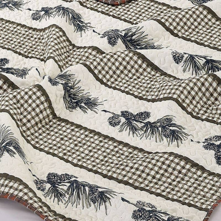 Cascade Falls Pinecone Gingham Quilted Throw