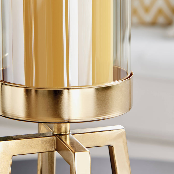 Maeve Gold Pedestal Hurricane Candle Holders - Set of 2