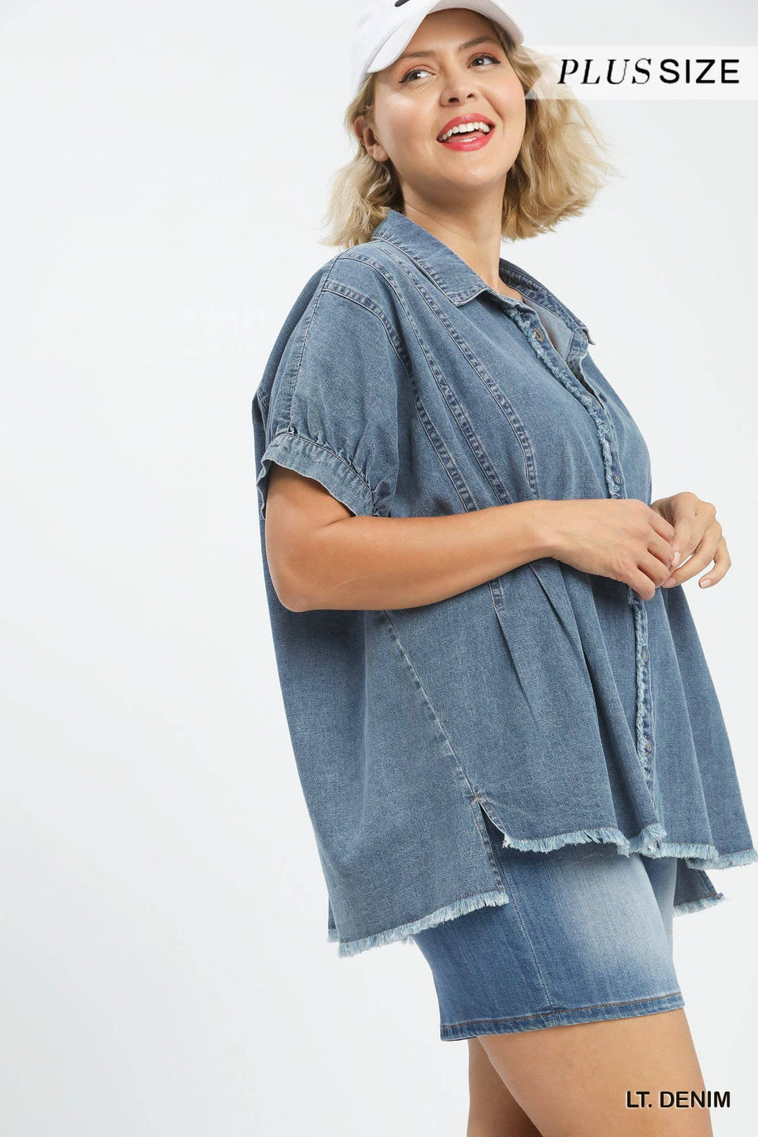 Plus Washed Denim Oversized Top