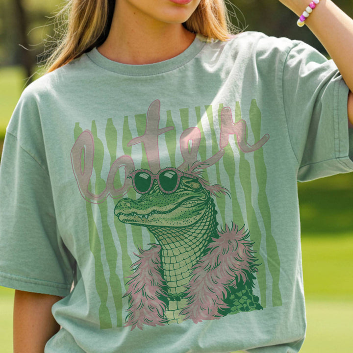 Summer Later Gator Stripes Alligator Preppy Graphic Tee