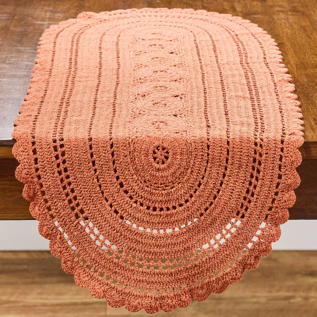 Addison Crochet Table Runner 36" L - Sienna