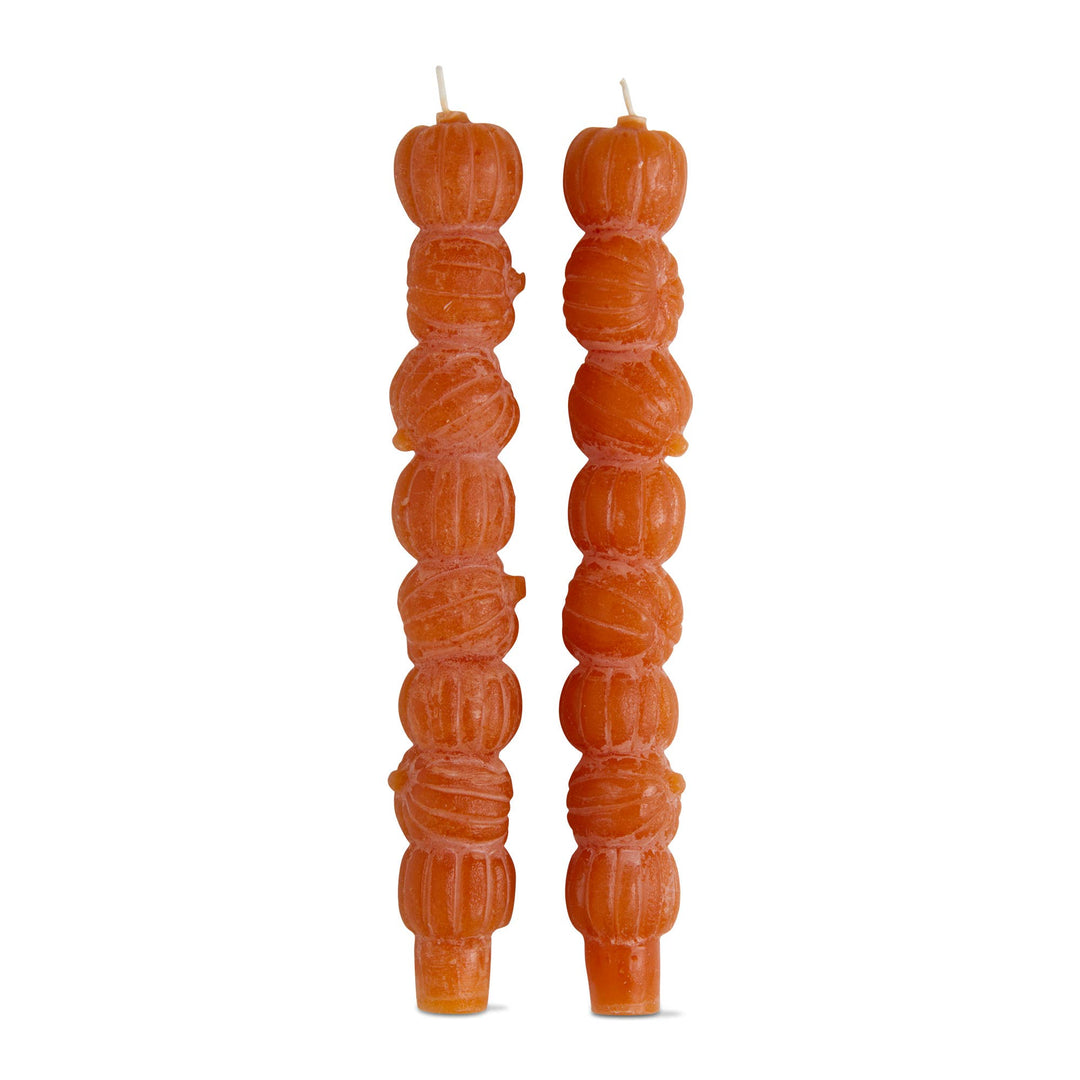 Rustic Pumpkin Stack Taper Candles Set of 2 - Pumpkin