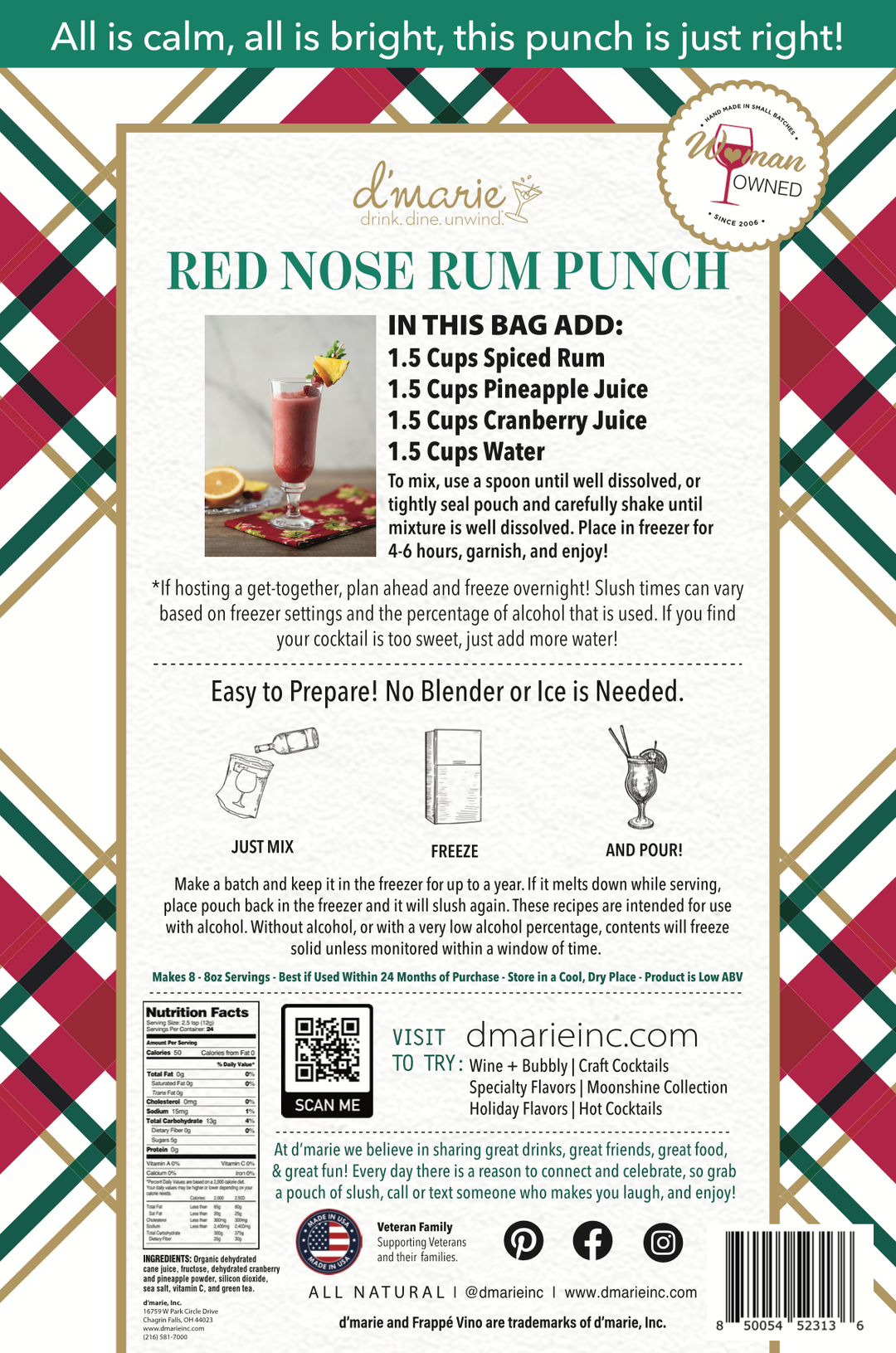 Red Nose Rum Punch Cocktail - Ready-To-Freeze Cocktail