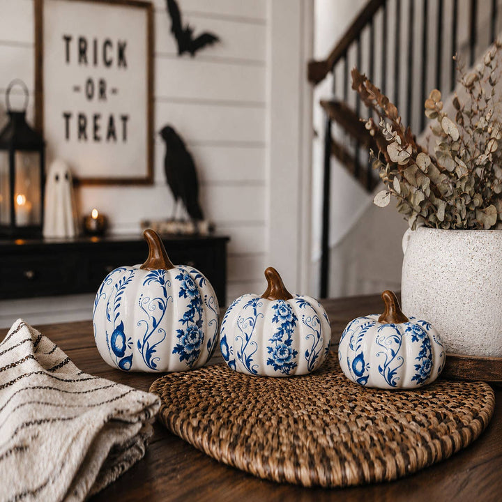 Neutral Autumn Home Decor, Pastel Fall Mini Pumpkins Ceramic