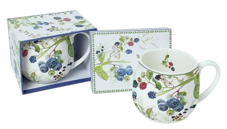 Wild Berries Porcelain Big Belly Mug in Gift Box