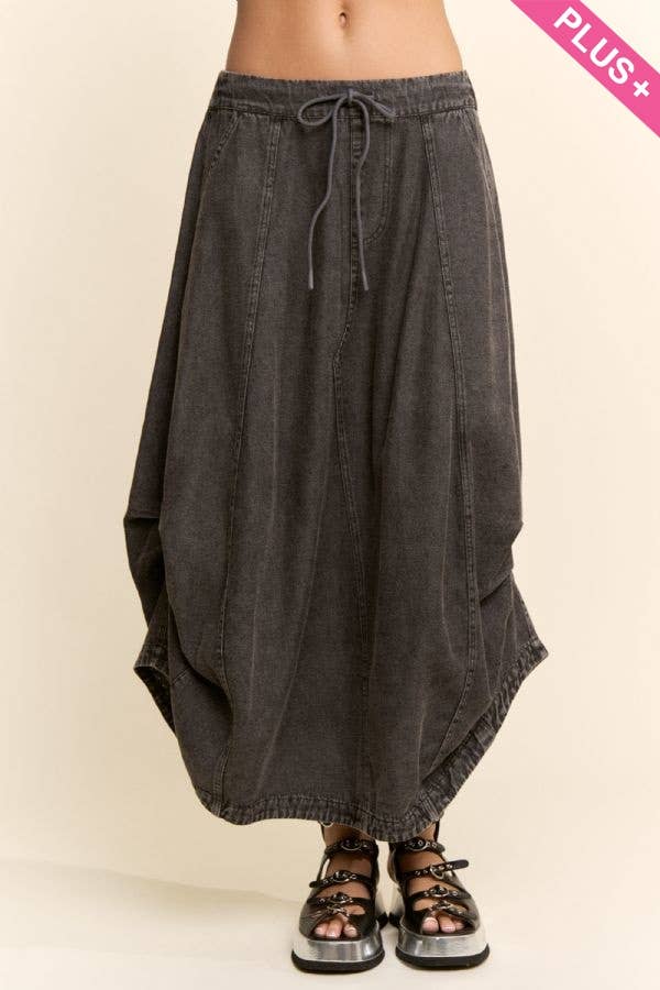 PLUS WASHED DENIM PARACHUTE SKIRT