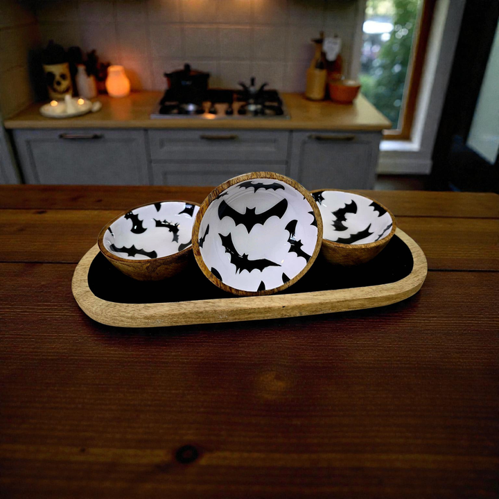 Bat Bowl Trio 4in with Tray