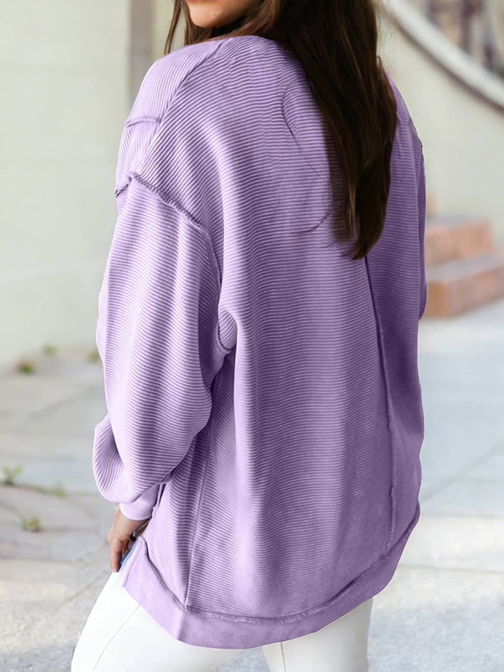 Ribbed Exposed Seam Baggy Pullover | S-4X