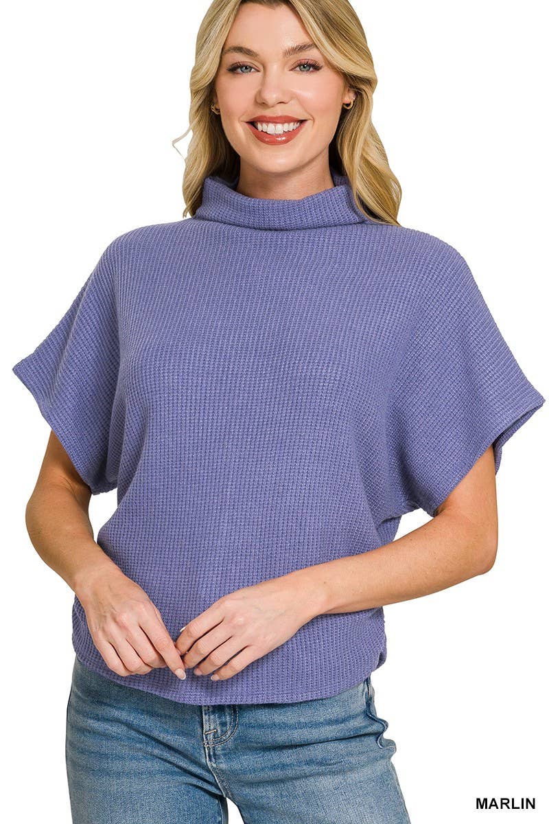 Mock Neck Sweater Side Shirred