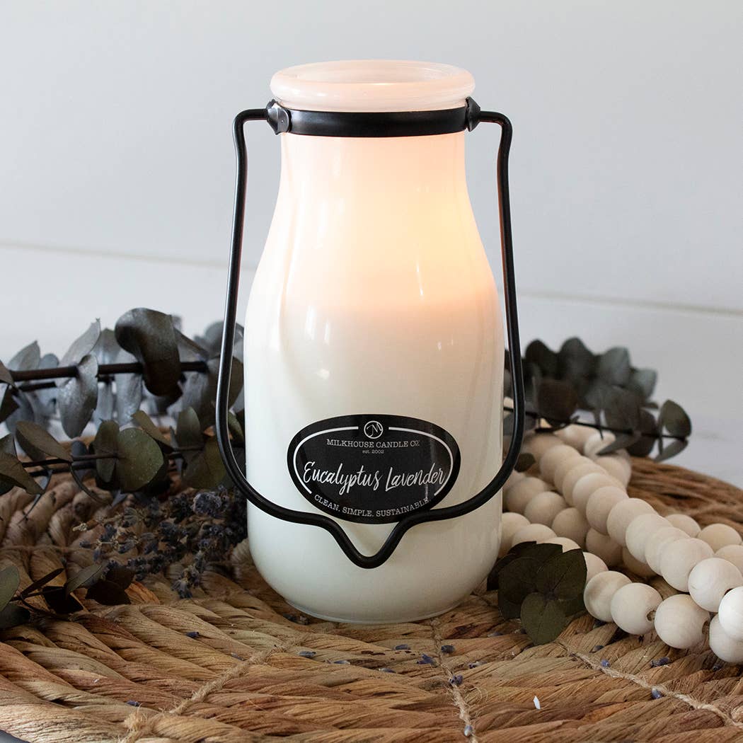 14 oz Milkbottle Candle: Eucalyptus Lavender