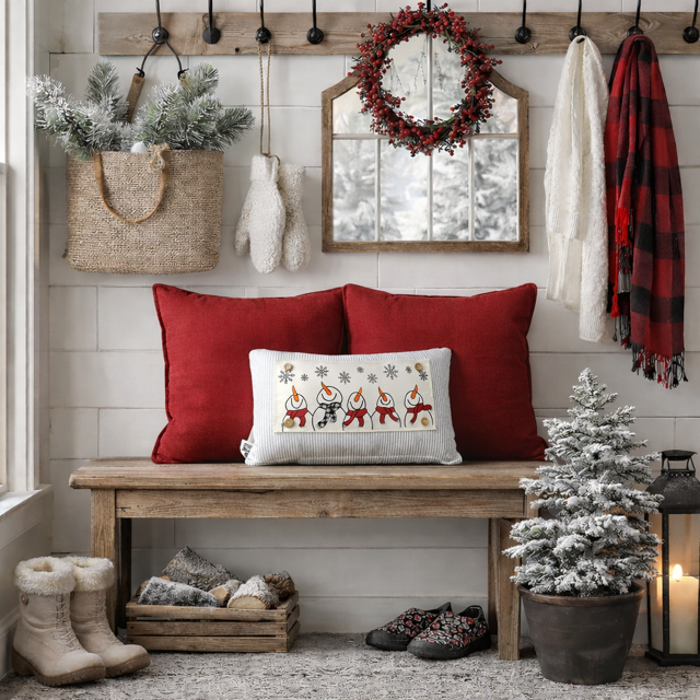 PANEL ONLY: Winter SNOWMAN SCARVES