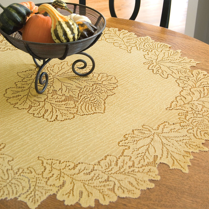 Leaf 36 in Goldenrod Round Lace Tablecloth