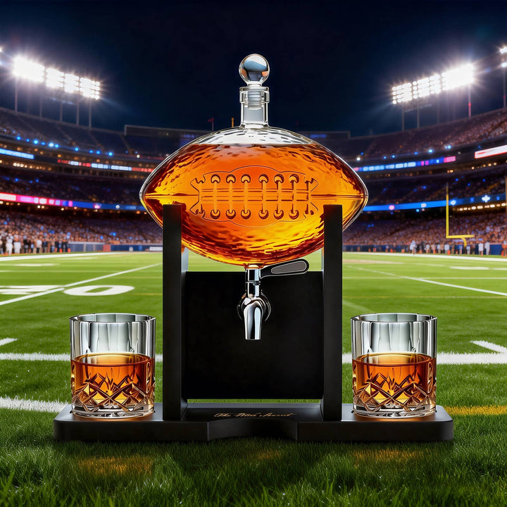 Football Decanter Set with 2 Whiskey &amp; Wine Glasses | 1400mL