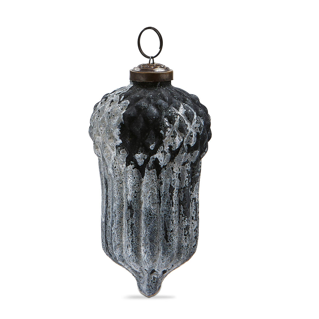 Twilight Acorn Ornament 5 In Black Glass Christmas