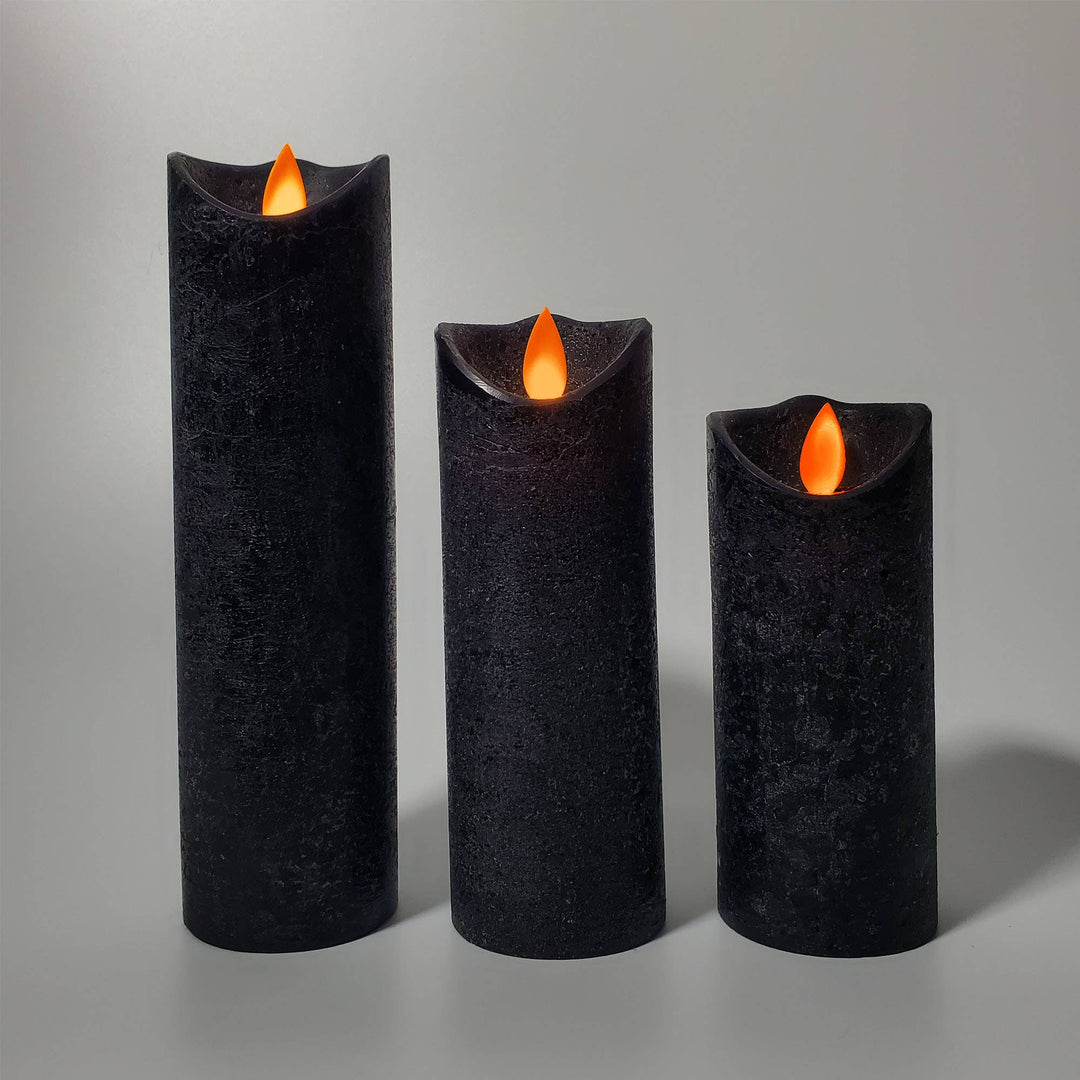 Battery Operated LED Wax Candles with Moving Flame - Black