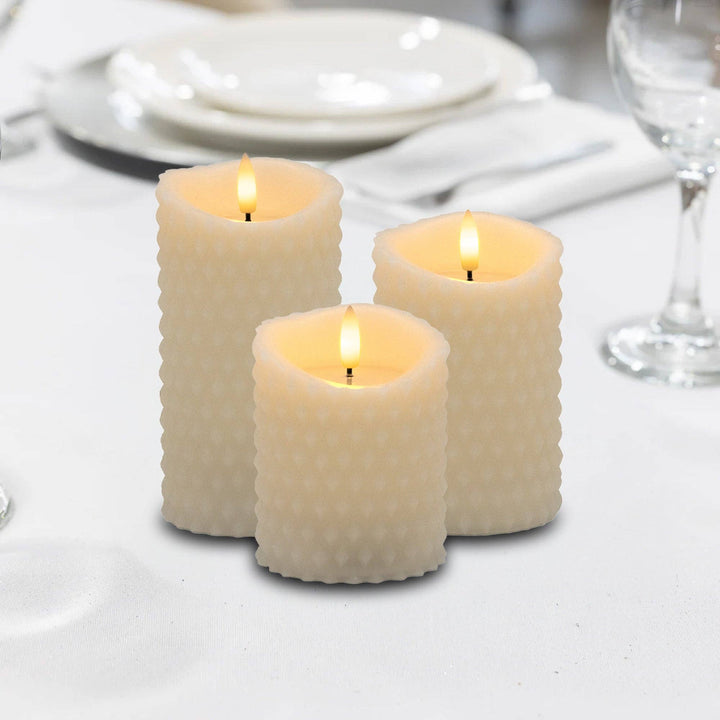 Battery-Operated Textured Candles - Set of 3