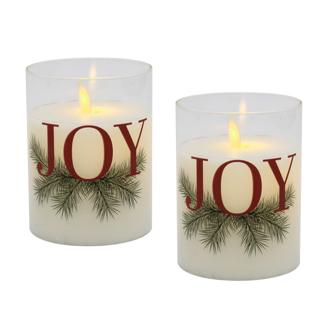 Battery Operated LED Glass Candles - JOY (set of 2)
