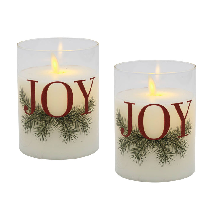 Battery Operated LED Glass Candles - JOY (set of 2)
