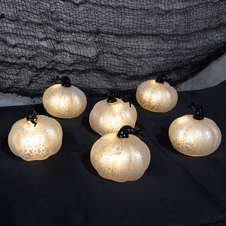 Battery Operated Mini Glass Pumpkins (set of 6)