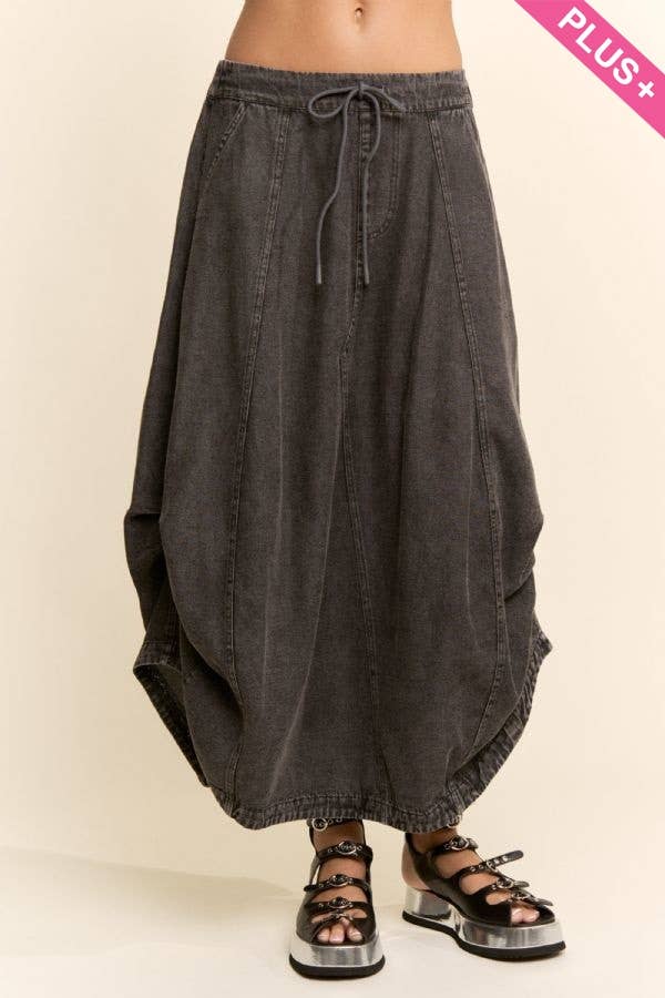 PLUS WASHED DENIM PARACHUTE SKIRT