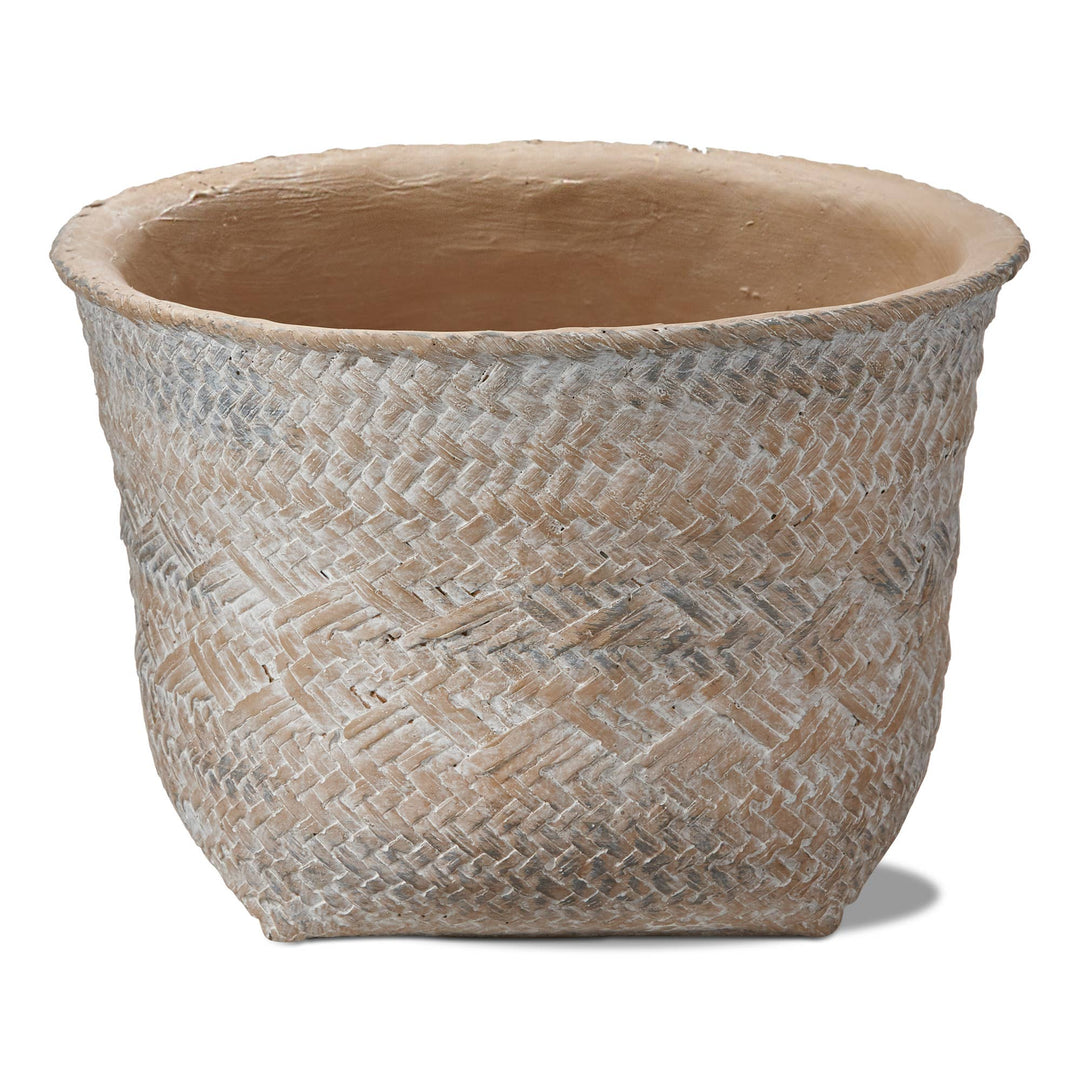 Tulum Cement Basket Planter Large Natural Summer
