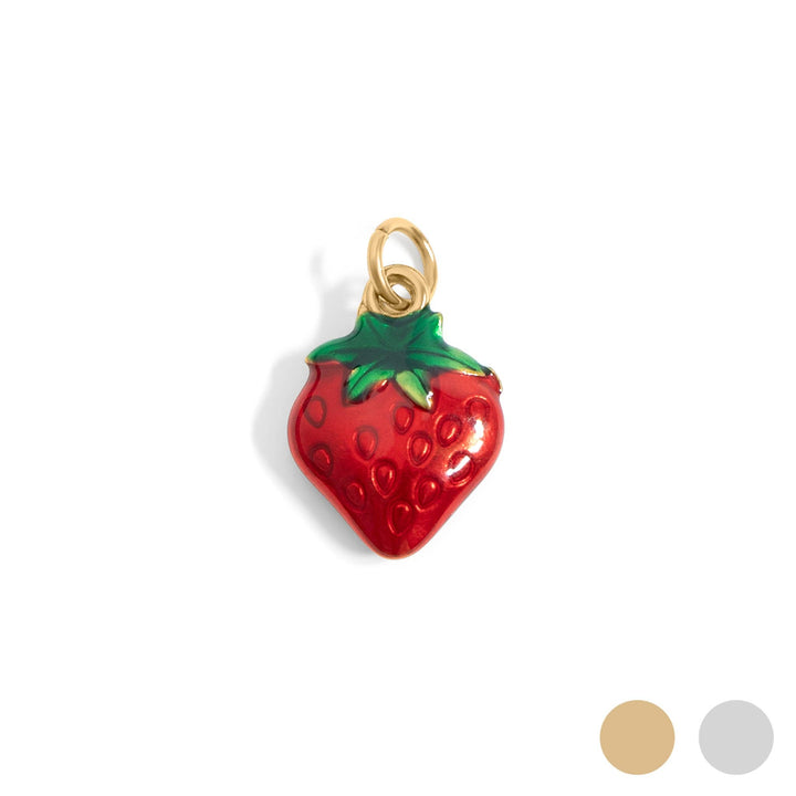 18K Gold PVD Stainless Steel Strawberry Fruit Charm