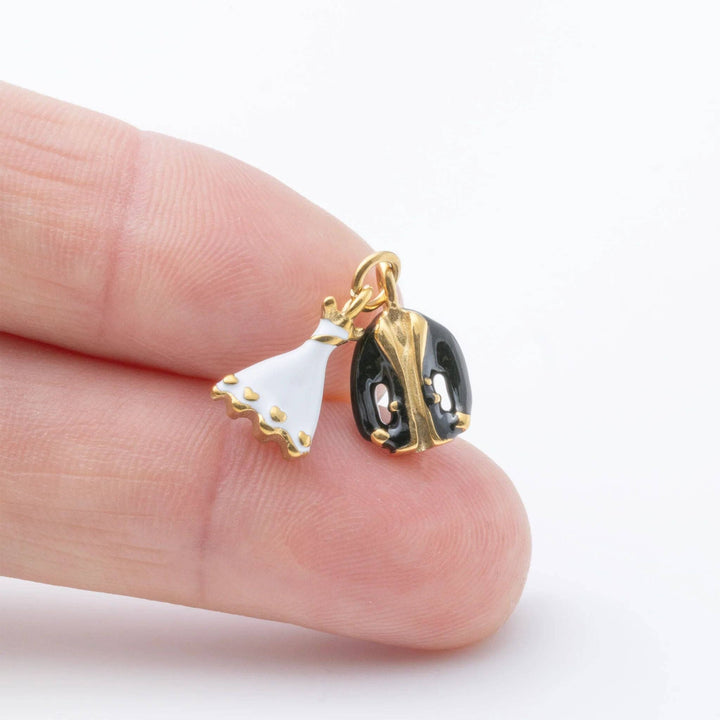 18K Gold PVD Stainless Steel Bride and Groom Charm