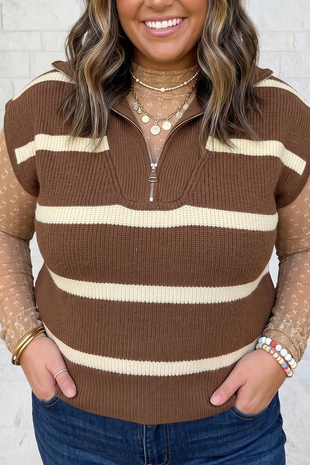 Colorblock Drop Shoulder V Neck Tunic Sweater T-shirt