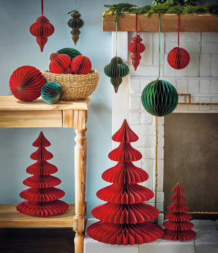 Glimmer Paper Ball Decor Large Red Paper Christmas