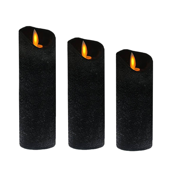 Battery Operated LED Wax Candles with Moving Flame - Black