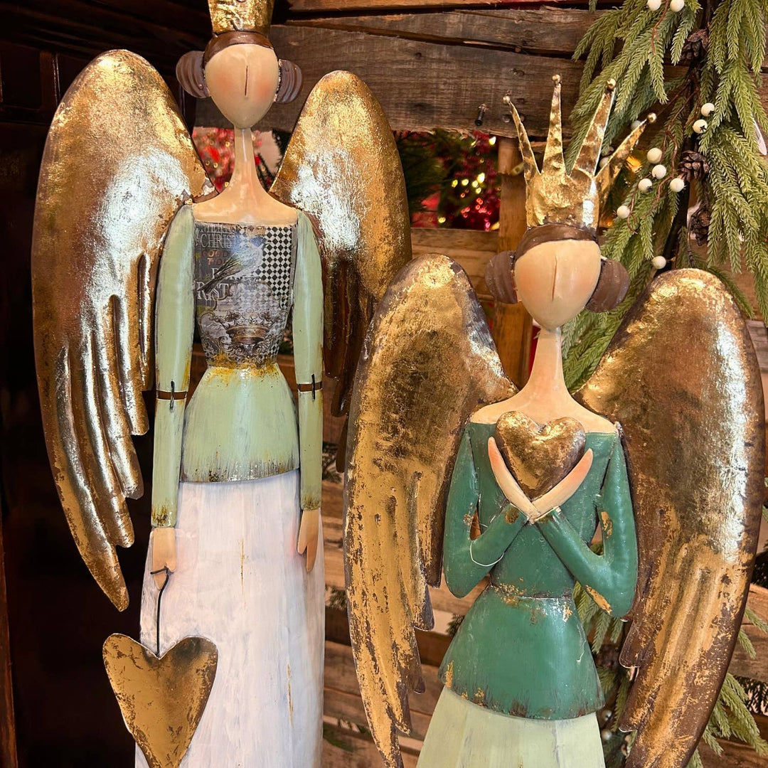 Serene Metal Angel w/ Heart 30.75"