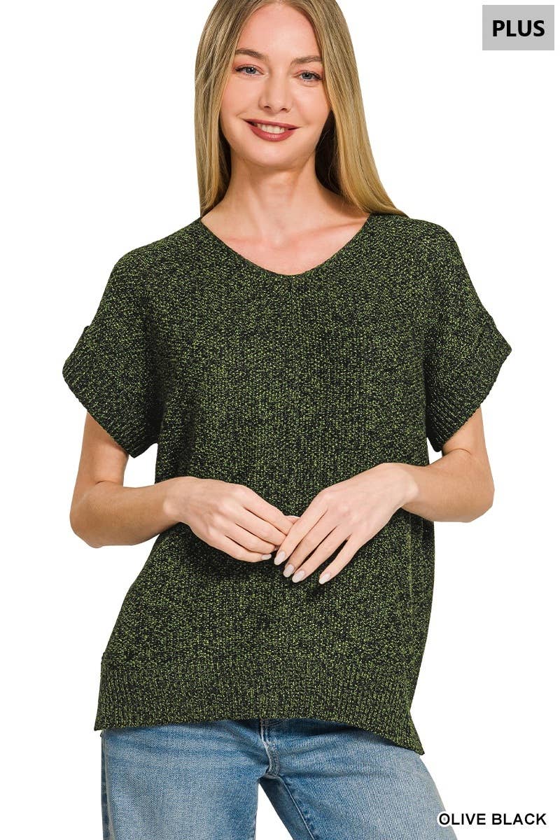 Plus Center Seam Short Sleeve Sweater