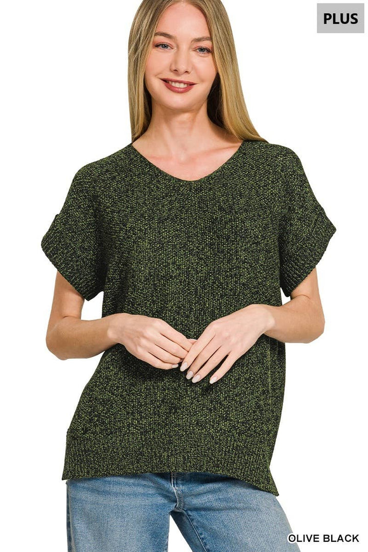 Plus Center Seam Short Sleeve Sweater