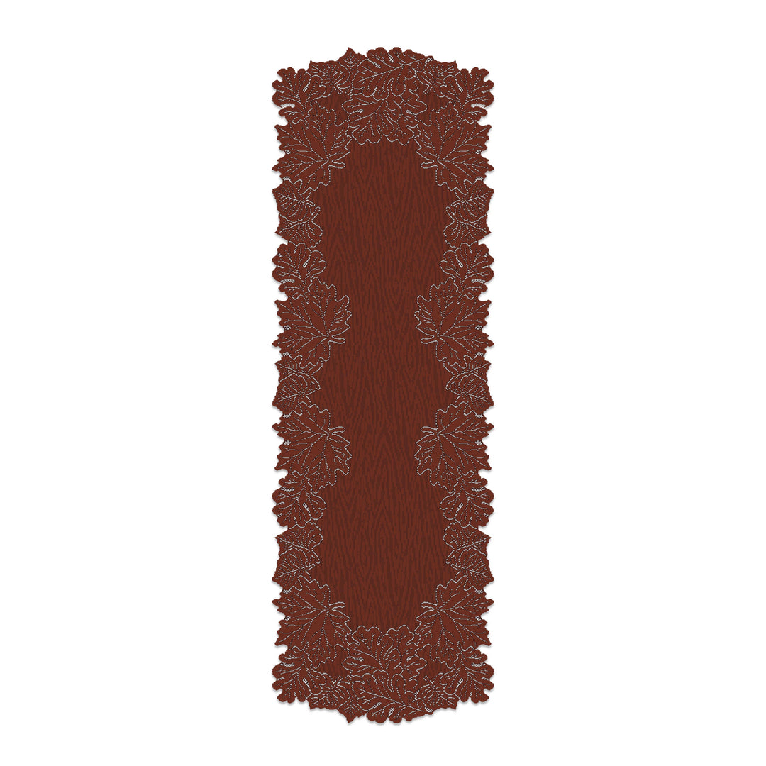 Leaf 20x60 Dark Paprika Lace Mantle Table Runner