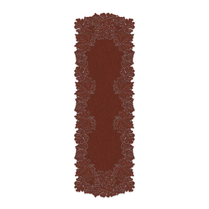 Leaf 20x60 Dark Paprika Lace Mantle Table Runner