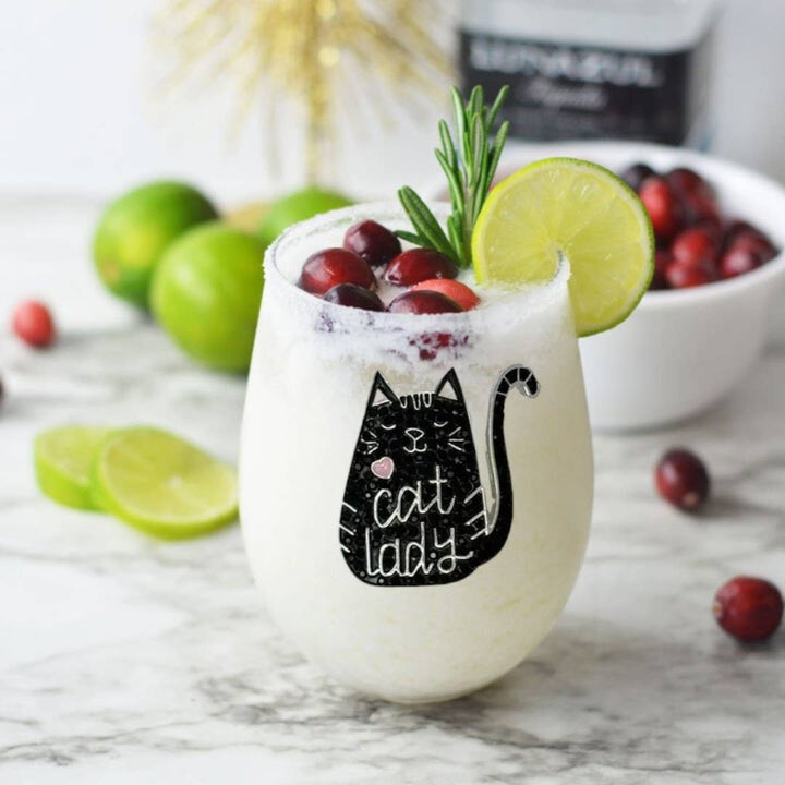 Cat Lady Stemless Wine Glass