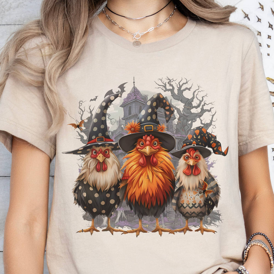 Halloween Chicken Witches Farm Halloween Graphic Tee