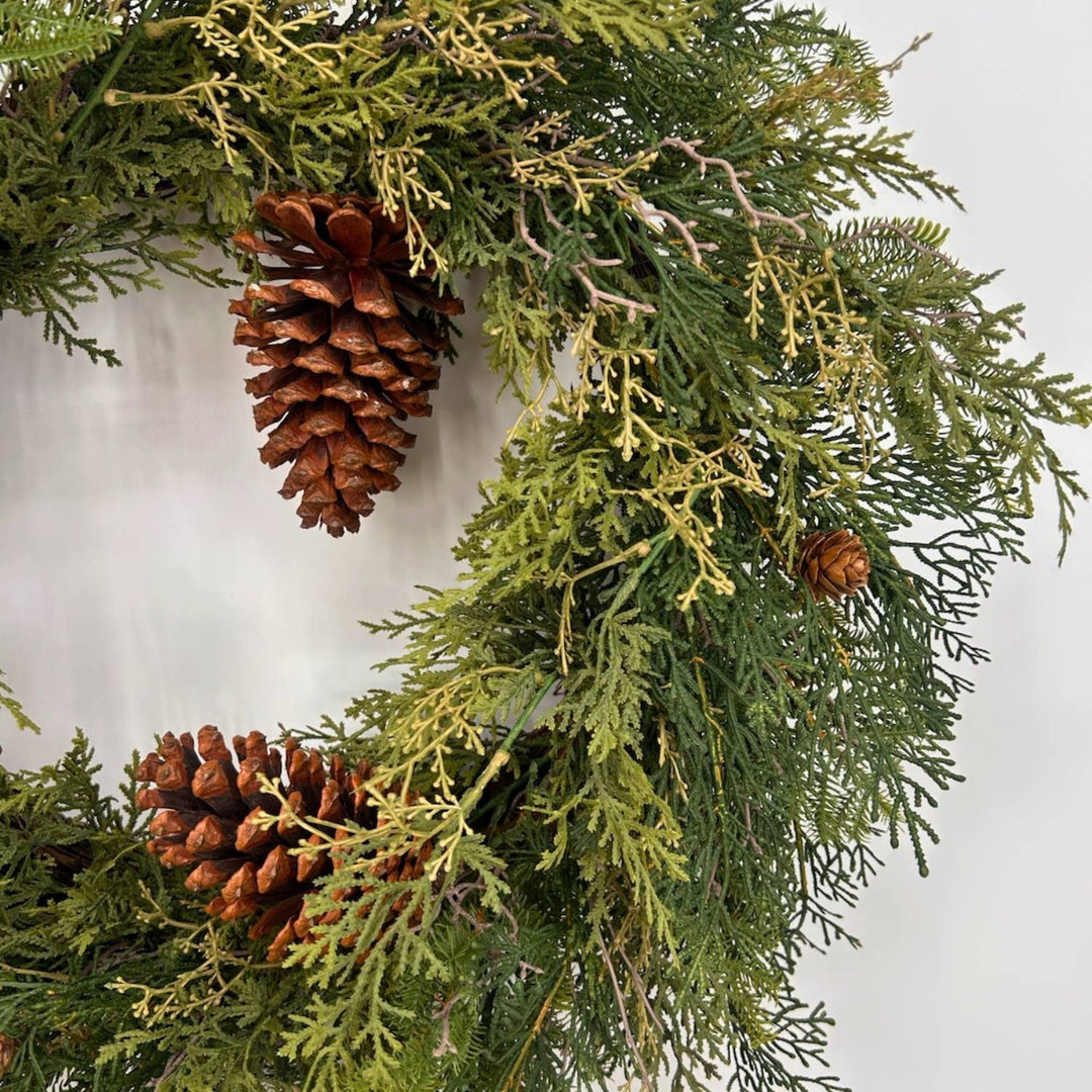 Real Touch Mixed Cedar Wreath 27" | Luxury Christmas