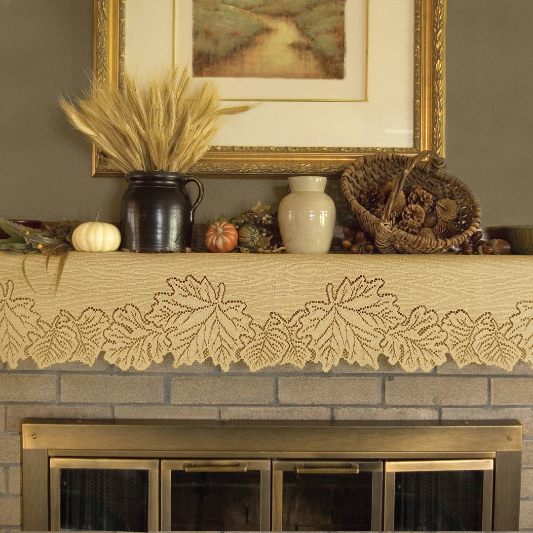 Autumn Leaf 20x60 Goldenrod Lace Mantle Table Runner