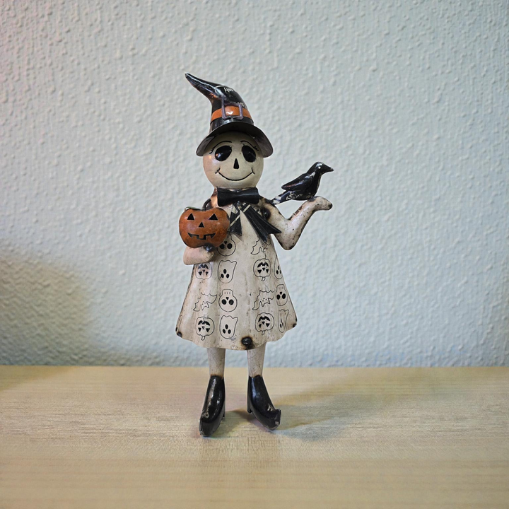 Iron Witch With Pumpkin 11.5x4.25x22in