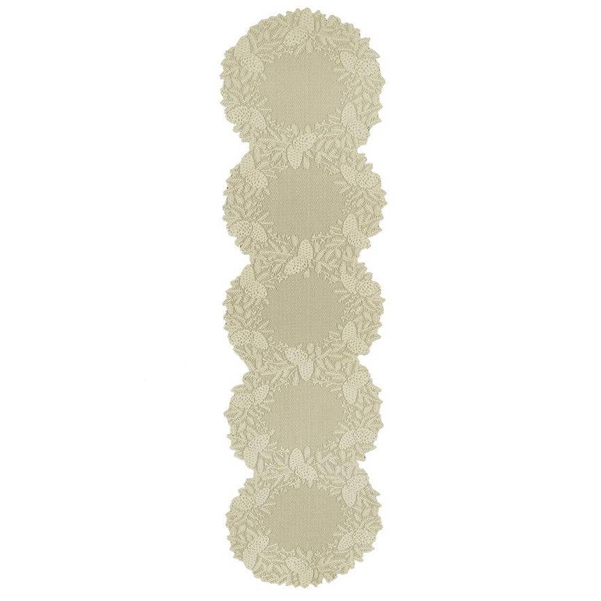 Highland Pine 20x76 Ivory Lace Mantle Table Runner