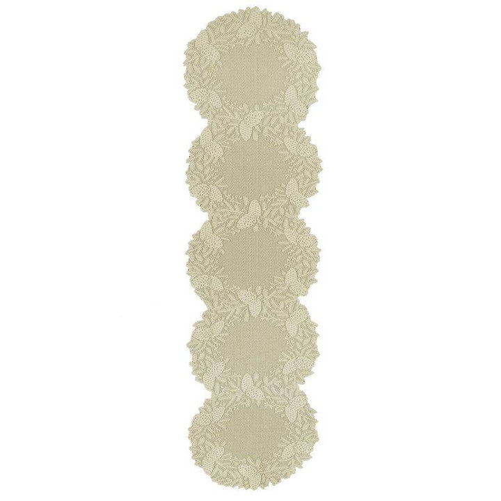Highland Pine 20x76 Ivory Lace Mantle Table Runner