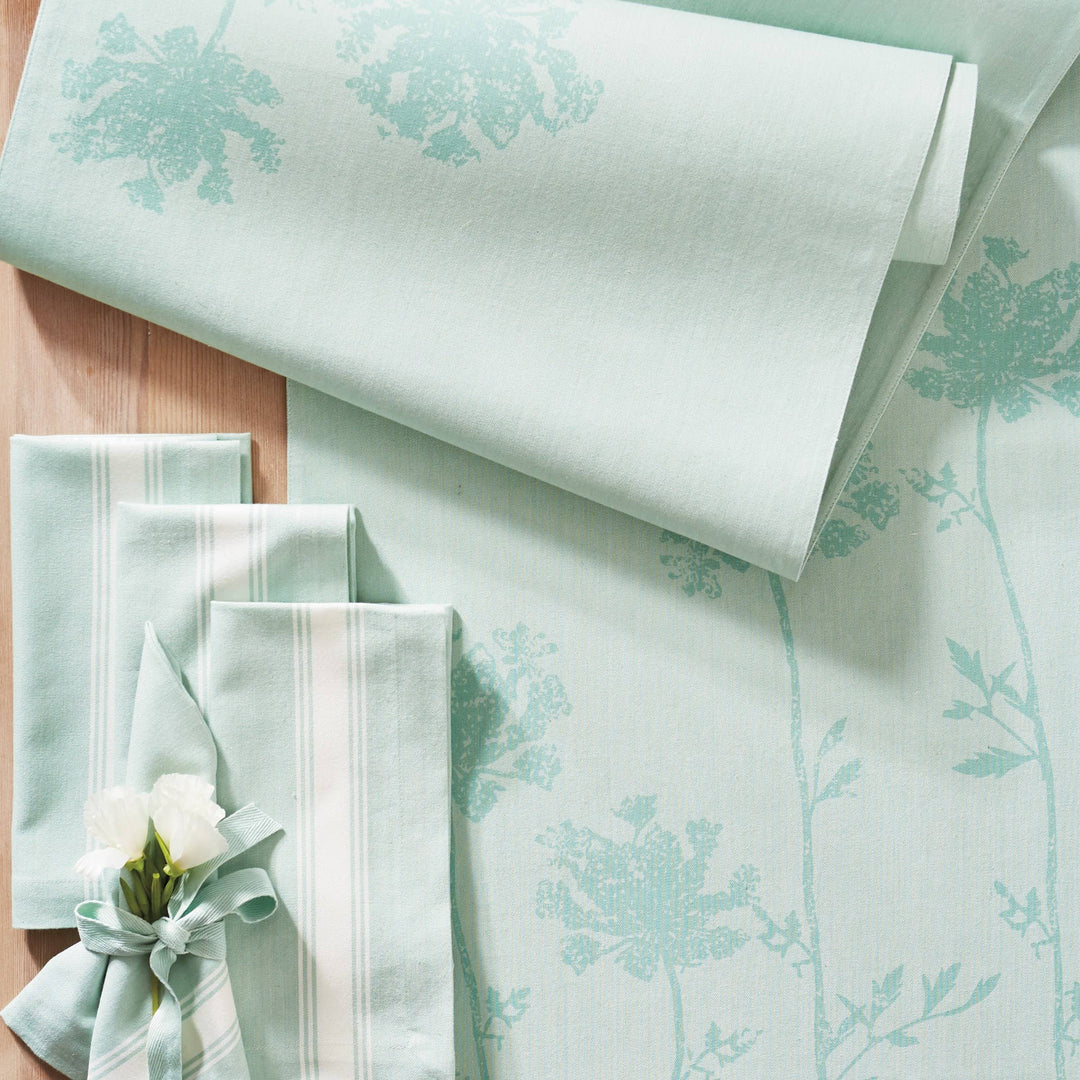 Wildflower Runner Aqua 52% Bamboo + 48% Cotton Summer
