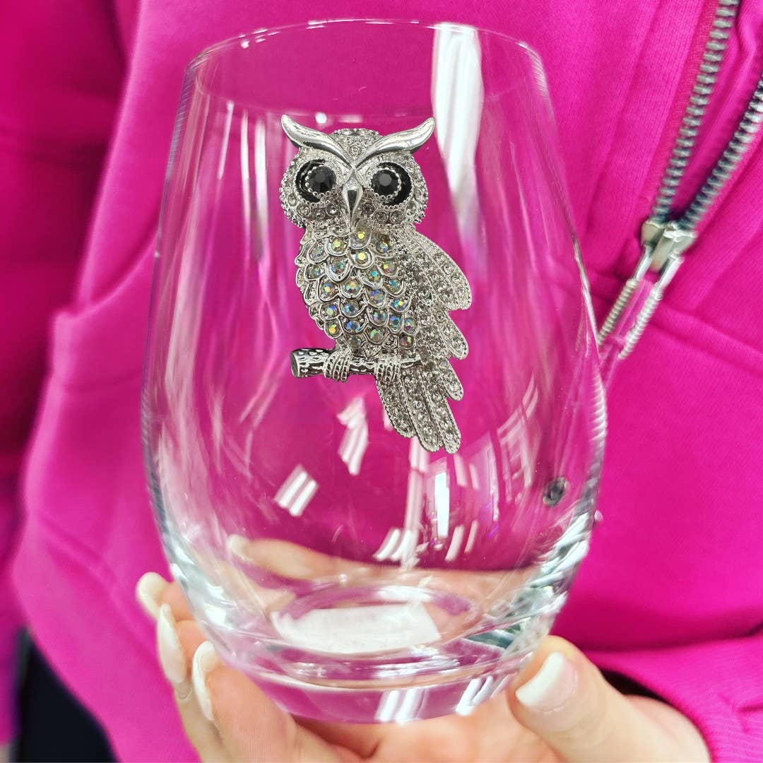 Owl Stemless Wine Glass