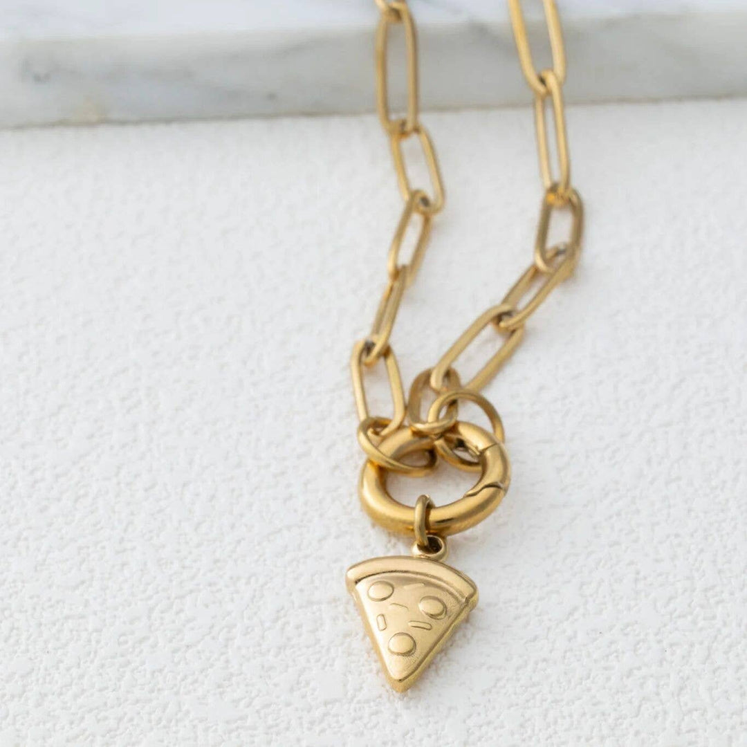 18K Gold PVD Stainless Steel Pizza Charm