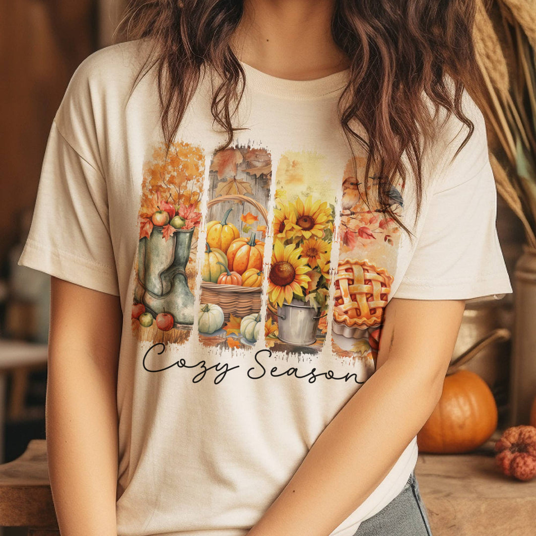 Fall Cozy Season Vintage Autumn Thanksgiving Graphic Tee